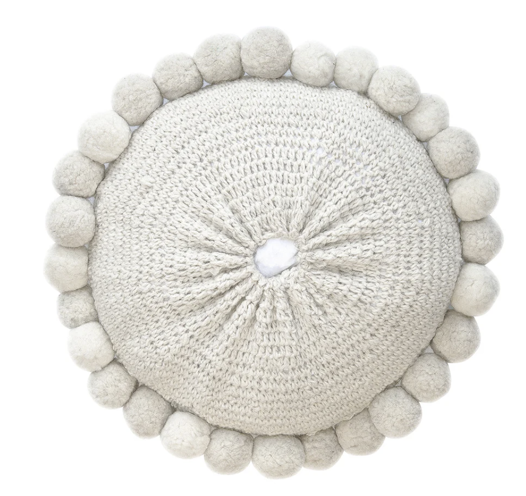 Almohadón Clásico Pom Pom Grande | Natural