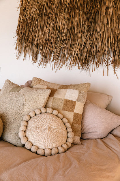 Almohadón Clásico Pom Pom Mediano | Natural