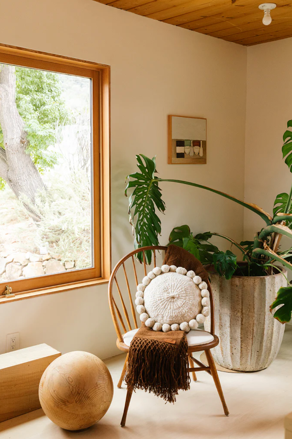 Almohadón Clásico Pom Pom Mediano | Natural