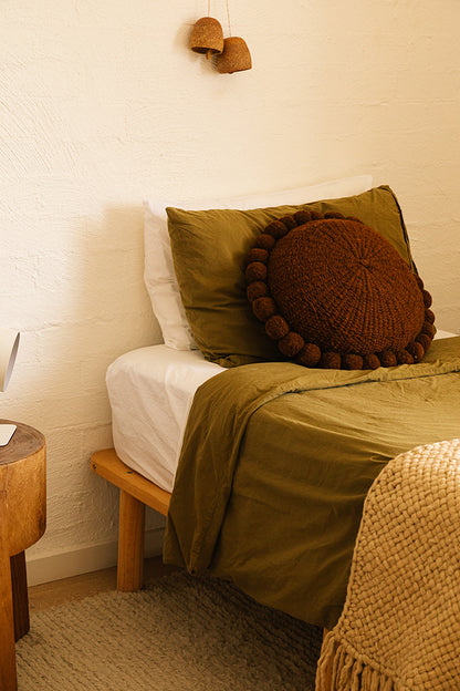 Almohadón Clásico Pom Pom Grande | Rust